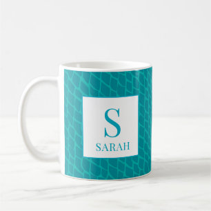 Mug Échelle de sarcelle vibrante Monogramme de sirène 