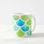 Mug Échelles de sirène. Aquarelle écailles de poisson. (Devant droit)