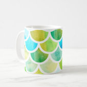 Mug Échelles de sirène. Aquarelle écailles de poisson. (Devant gauche)