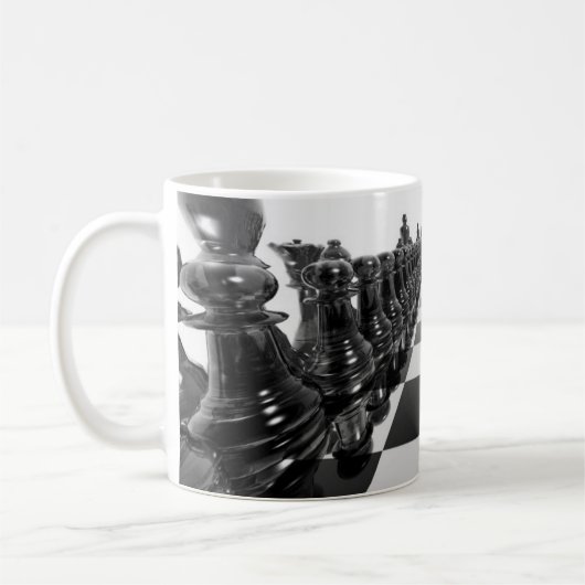 Mug échiquier 3D noir et blanc (Gauche)