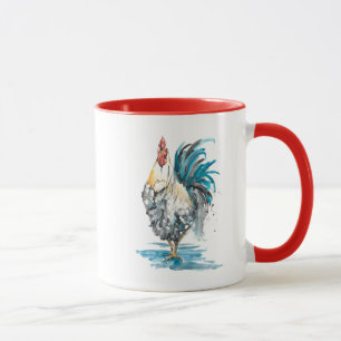 Mug Éclaboussure de coq - portrait d'aquarelle