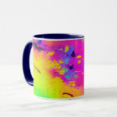 Mug Éclaboussure de peinture abstraite néon rose (Devant gauche)