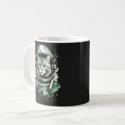 Mug Éclat de chat de l'astronaute vert (Devant gauche)