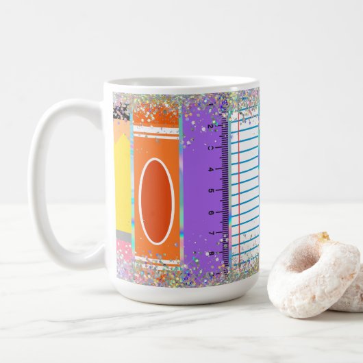 Mug Éclats de fournitures scolaires (Avec donut)