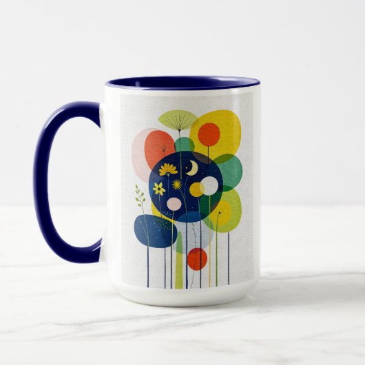 Mug Écléctique Botanique Foncé Rétro Moderne Floraison (Gauche)