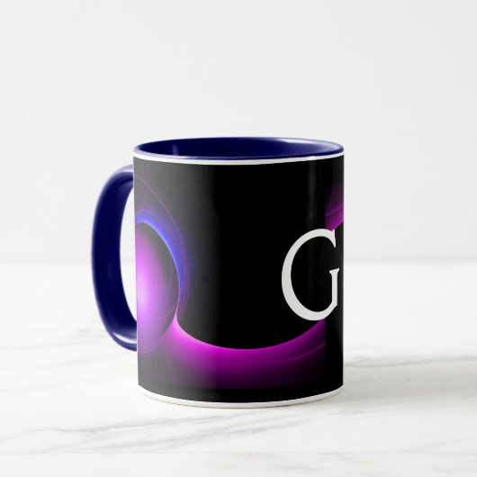 Mug ECLIPSE MONOGRAM rose violet bleu noir fractures (Devant gauche)