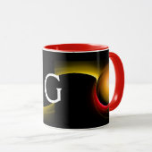 Mug ECLIPSE MONOGRAM Rouge Jaune Orange Noir Fractées (Devant droit)