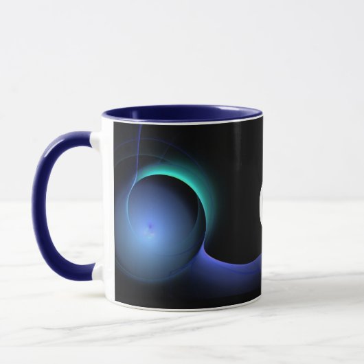 Mug ECLIPSE MONOGRAM Turquoise Bleu Vert Fractures noi (Gauche)
