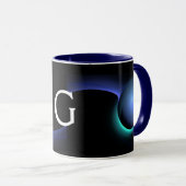 Mug ECLIPSE MONOGRAM Turquoise Bleu Vert Fractures noi (Devant droit)