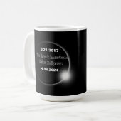Mug Éclipse solaire double datée 2024 & 2017 (Devant gauche)