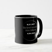 Mug Éclipse solaire double datée 2024 & 2017 (Devant droit)