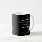 Mug Éclipse solaire double datée 2024 & 2017 (Devant droit)