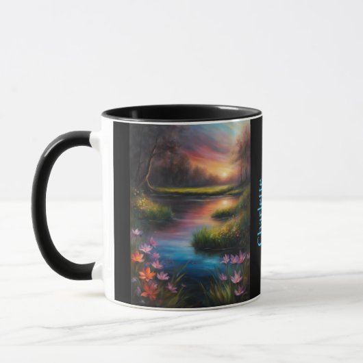 Mug Éclipse totale des fleurs de printemps GPS Sun Nom (Gauche)