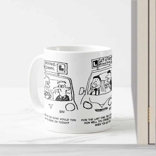 Mug École de conduite. 3 Caricatures de l'école de con