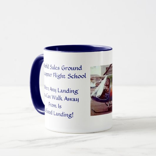 MUG ÉCOLE DE VOL HÉLICOPTÈRE HUMOREUSE (Devant gauche)