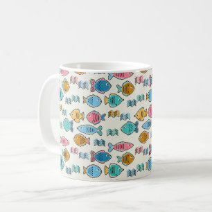 Mug École d'estampilles de blocs de poissons