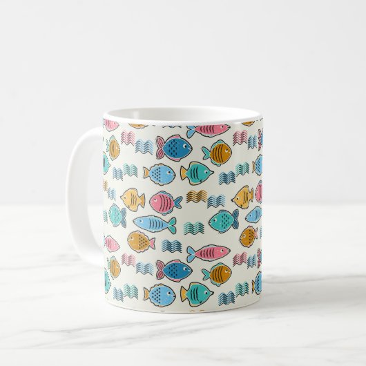 Mug École d'estampilles de blocs de poissons (Devant gauche)