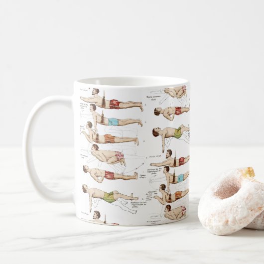 Mug École française vintage drôle de natation (Avec donut)
