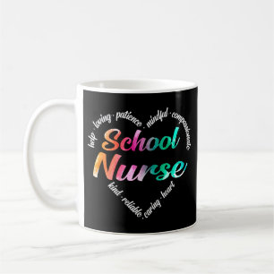 Mug École Infirmière Coeur Mot Nuage Aquarelle Arc-en-