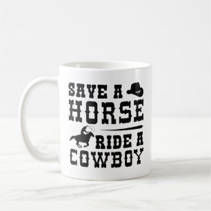 Mug Économisez Une Promenade À Cheval Sur Un Cowboy