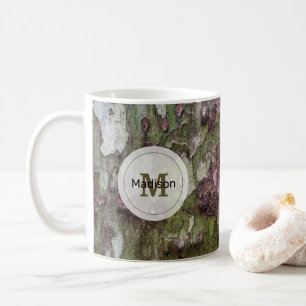 Mug Écorce en bois de camouflage gris vert Monogramme