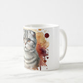 Mug Écossais Plier Argent Tabby Chat Aquarelle (Devant droit)