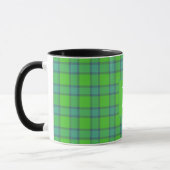 Mug Écossais vert & carreaux tartan bleu monogramme no (Gauche)