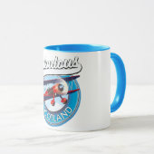 Mug Écosse fabuleuse patch de voyage de style rétro (Devant droit)