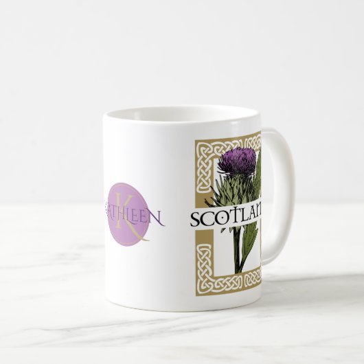Mug Ecosse Noeuds celtiques de chardon écossais (Devant droit)