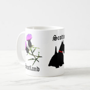 Mug Écosse terrier écossais/Scottie, fleur chardon