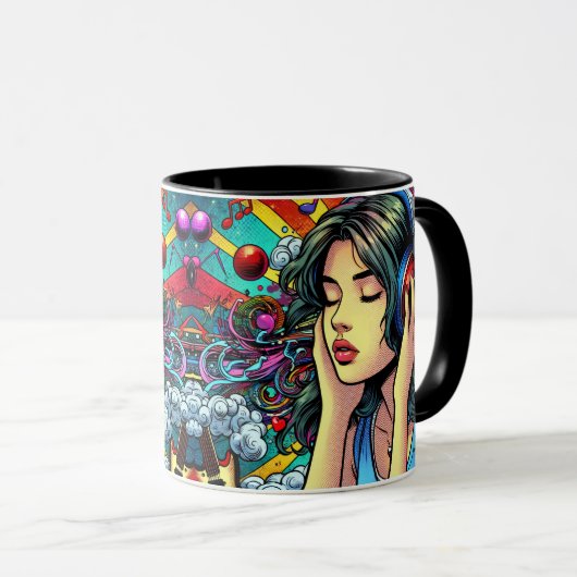 Mug Écouter de la musique sur les écouteurs Psychédéli (Devant droit)