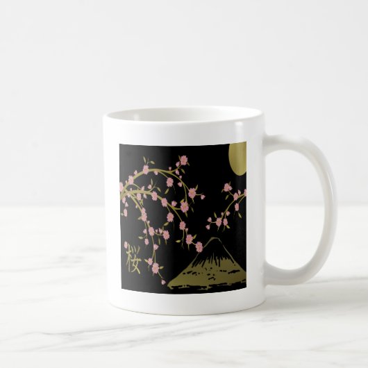 Mug Écran Japonais Rose Sakura Or Noir (Droite)