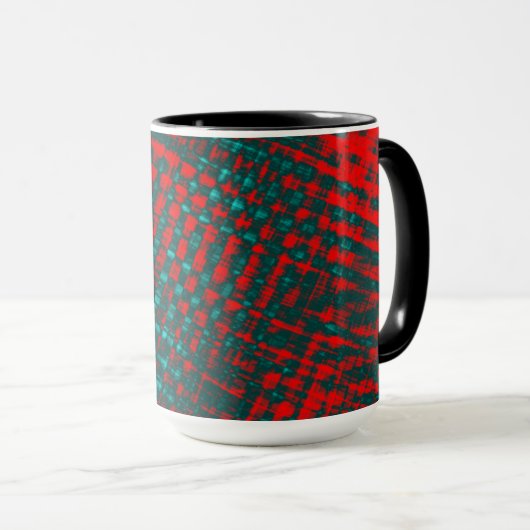 Mug Écrans croquants rouges sur cyan rouge (Devant droit)