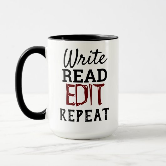 Mug Écrire, lire, modifier, répéter (Gauche)
