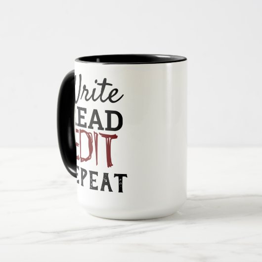 Mug Écrire, lire, modifier, répéter (Devant gauche)