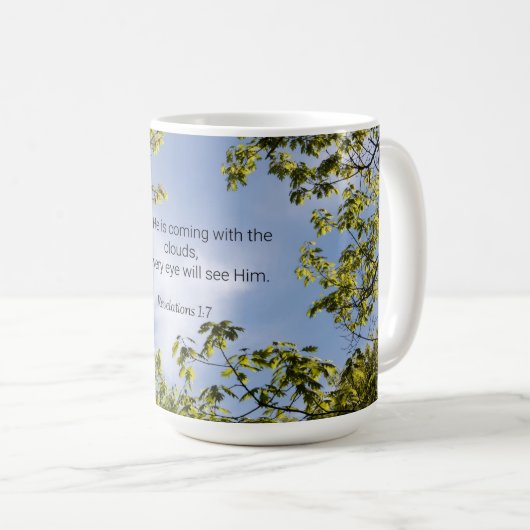 Mug Écriture, Apocalypse 1:7, (Devant droit)