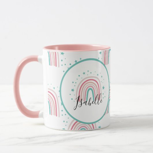 Mug Ecriture arc-en-ciel rose fille moderne personnali (Gauche)