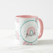 Mug Ecriture arc-en-ciel rose fille moderne personnali (Devant droit)