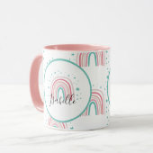 Mug Ecriture arc-en-ciel rose fille moderne personnali (Devant gauche)