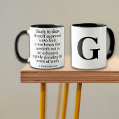 Mug Écriture chrétienne 2 Timothée 2:15 Monogramme