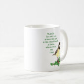 Mug Écriture chrétienne de Noël Chickadee Oiseau Art (Devant droit)