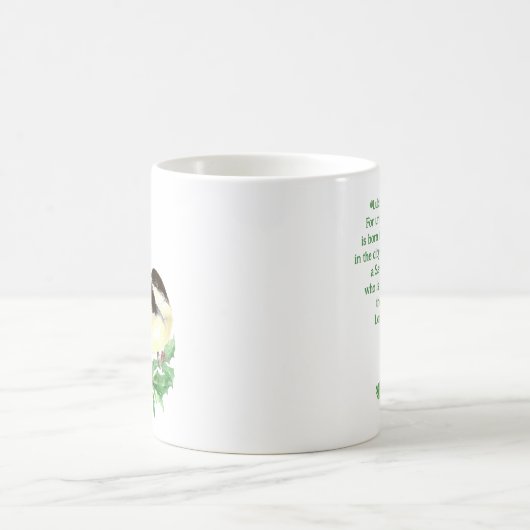 Mug Écriture chrétienne de Noël Chickadee Oiseau Art (Centre)