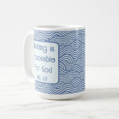 Mug Écriture chrétienne Luc 1:37 Motif bleu vague (Devant gauche)