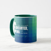 Mug Écriture chrétienne Soyez gentil Verse Bleu Vert (Devant gauche)