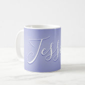 Mug Écriture cursive éditable | Violet blanc et violet (Devant gauche)