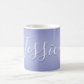 Mug Écriture cursive éditable | Violet blanc et violet (Centre)