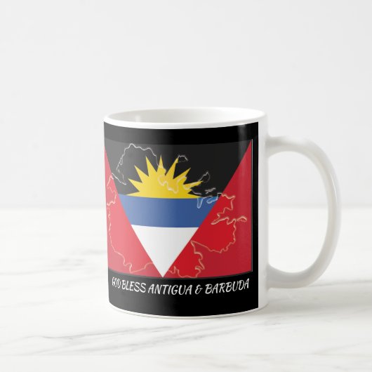 Mug Écriture Customisée ANTIGUA BARBUDA DRAPEAU Noir (Droite)