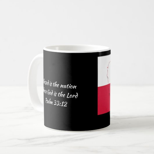 Mug Écriture Customisée POLOGNE Noir (Devant gauche)