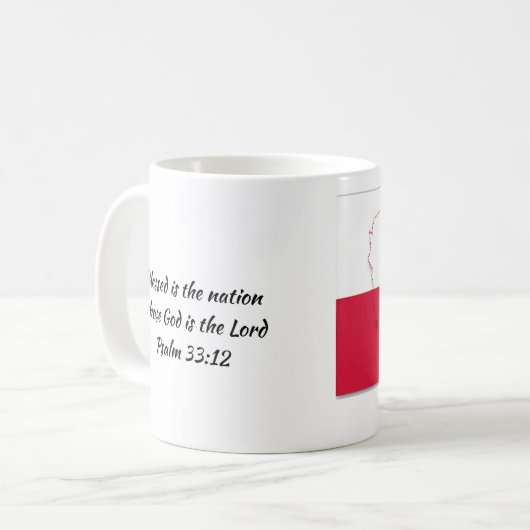 Mug Écriture de DRAPEAU POLOGNE Customisé blanc (Devant gauche)