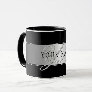 Mug Écriture de monogramme élégante et modifiable No